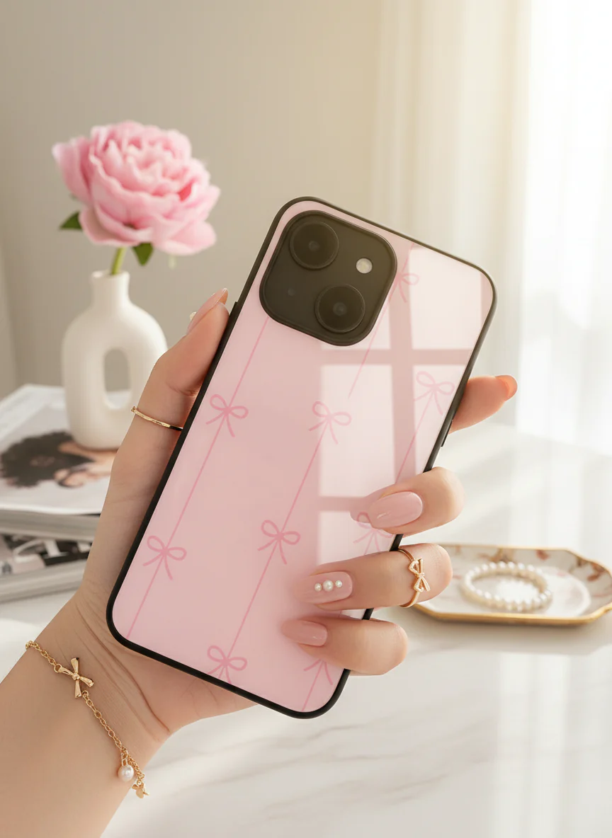 Bows Stripes Premium Glass Back Cover For iPhone 11-17 Models - Image 7