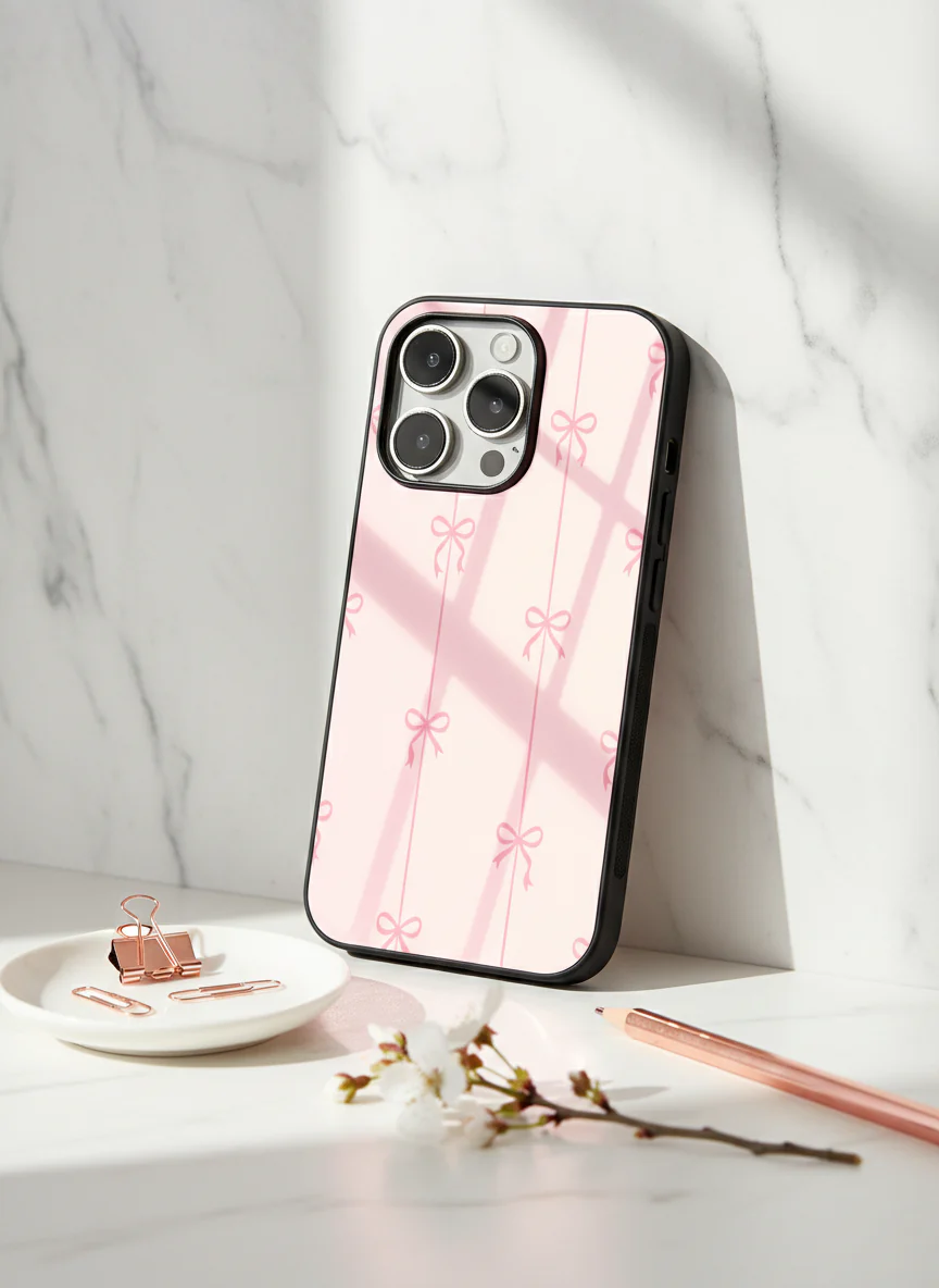 Bows Stripes Premium Glass Back Cover For iPhone 11-17 Models - Image 8