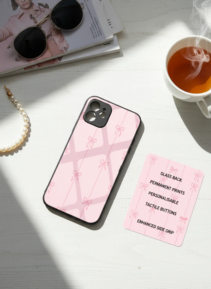 Bows Stripes Premium Glass Back Cover For iPhone 11-17 Models - Image 9