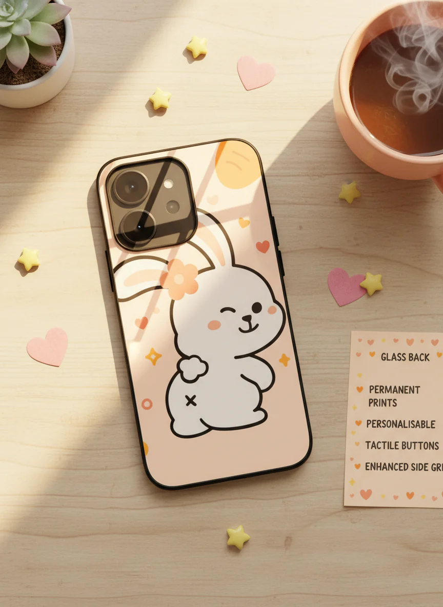 Bunny Pooh Premium Glass Back Cover For iPhone 11-17 Models - Image 11
