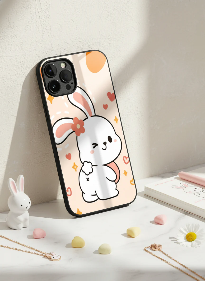 Bunny Pooh Premium Glass Back Cover For iPhone 11-17 Models - Image 6