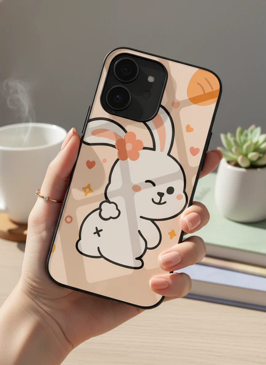 Bunny Pooh Premium Glass Back Cover For iPhone 11-17 Models - Image 7