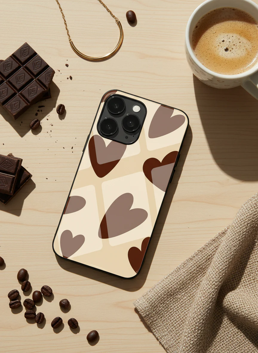 Chocolate Hearts Premium Glass Back Cover For iPhone 11-17 Models - Image 2