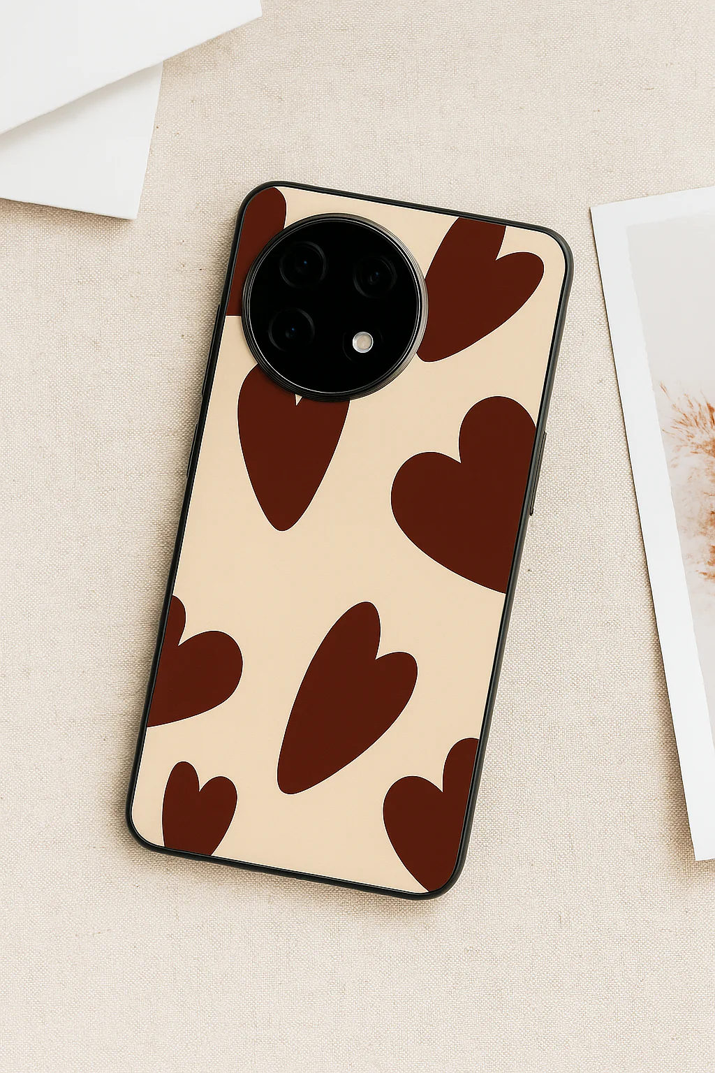 Chocolate Hearts Premium Glass Back Cover For One Plus 13, 12, 11, 10, Nord Series - Image 4