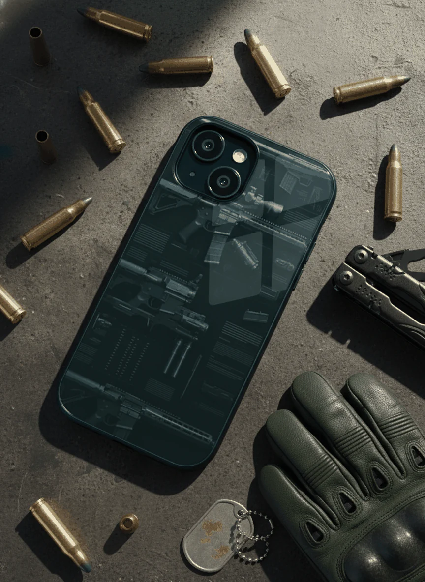 COD Guns Premium Glass Back Cover For iPhone 11-17 Models