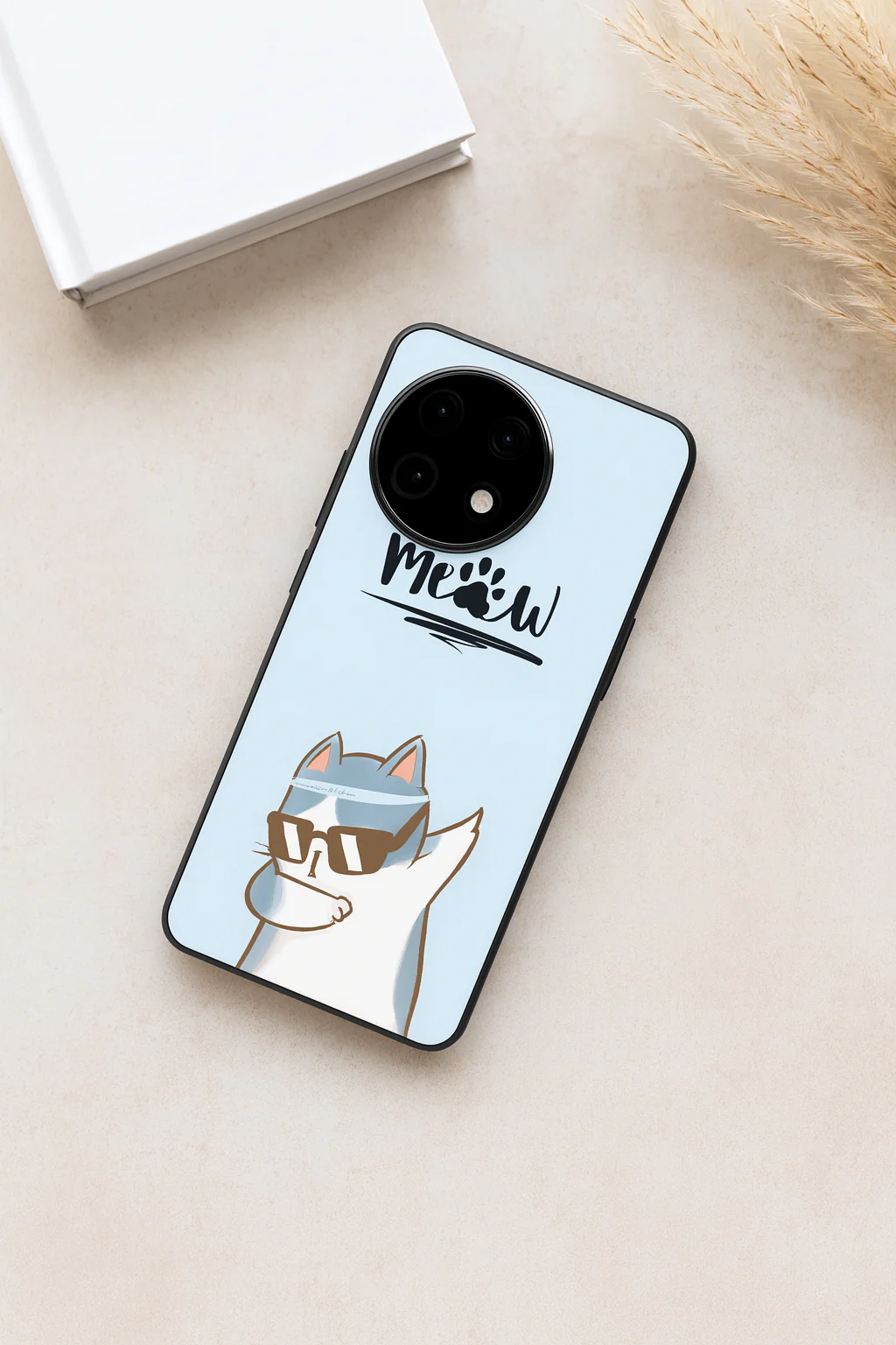 Cool Cat Aesthetics Glass Back Cover For One Plus 13, 12, 11, 10, Nord Series - Image 4