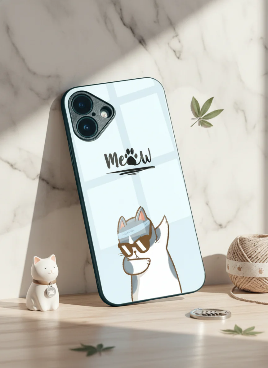 Cool Cat Premium Glass Back Cover For iPhone 11-17 Models - Image 6