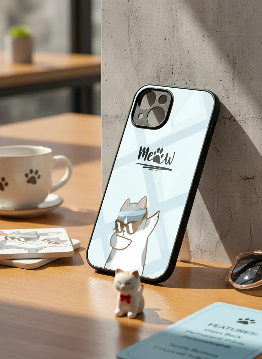 Cool Cat Premium Glass Back Cover For iPhone 11-17 Models - Image 9
