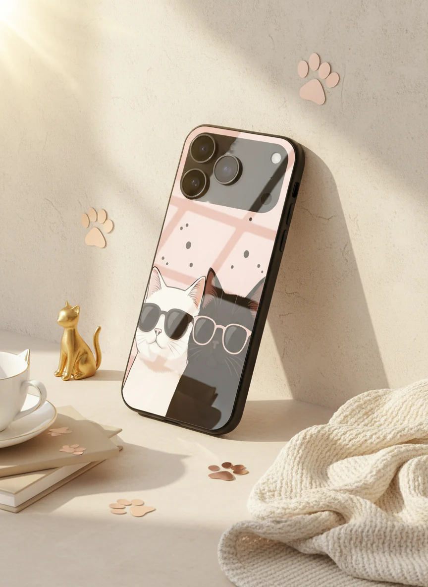 Cool Cats Premium Glass Back Cover For iPhone 11-17 Models - Image 10