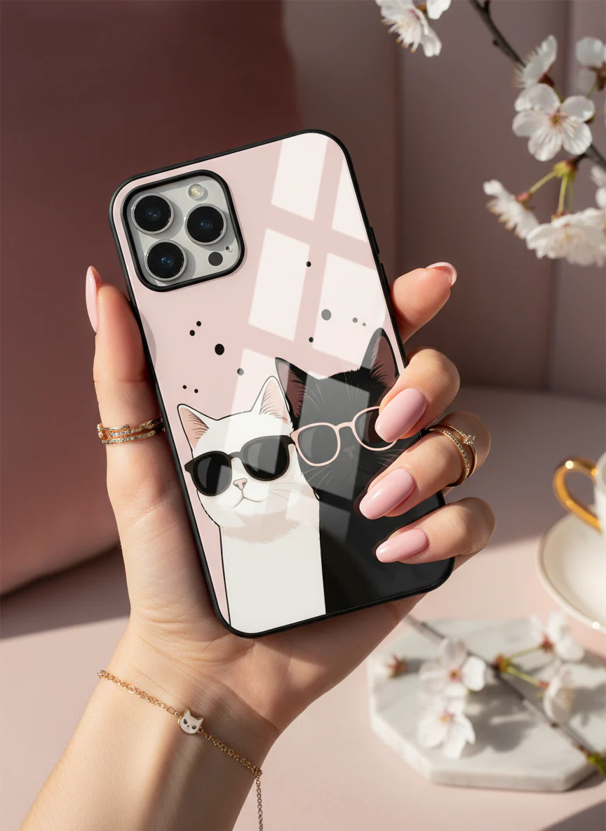 Cool Cats Premium Glass Back Cover For iPhone 11-17 Models - Image 11