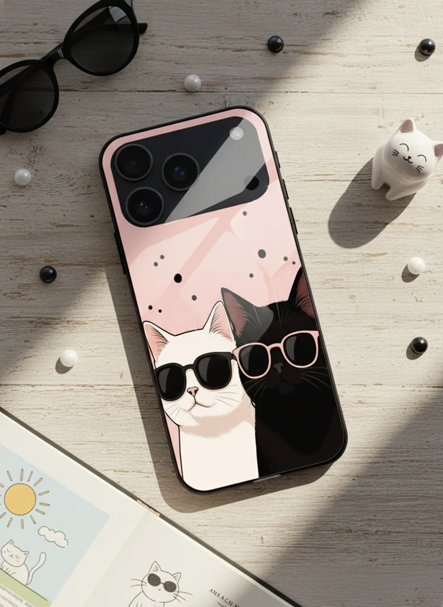 Cool Cats Premium Glass Back Cover For iPhone 11-17 Models - Image 12