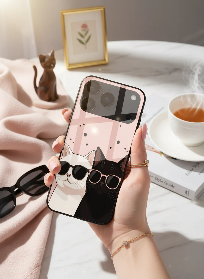 Cool Cats Premium Glass Back Cover For iPhone 11-17 Models - Image 14