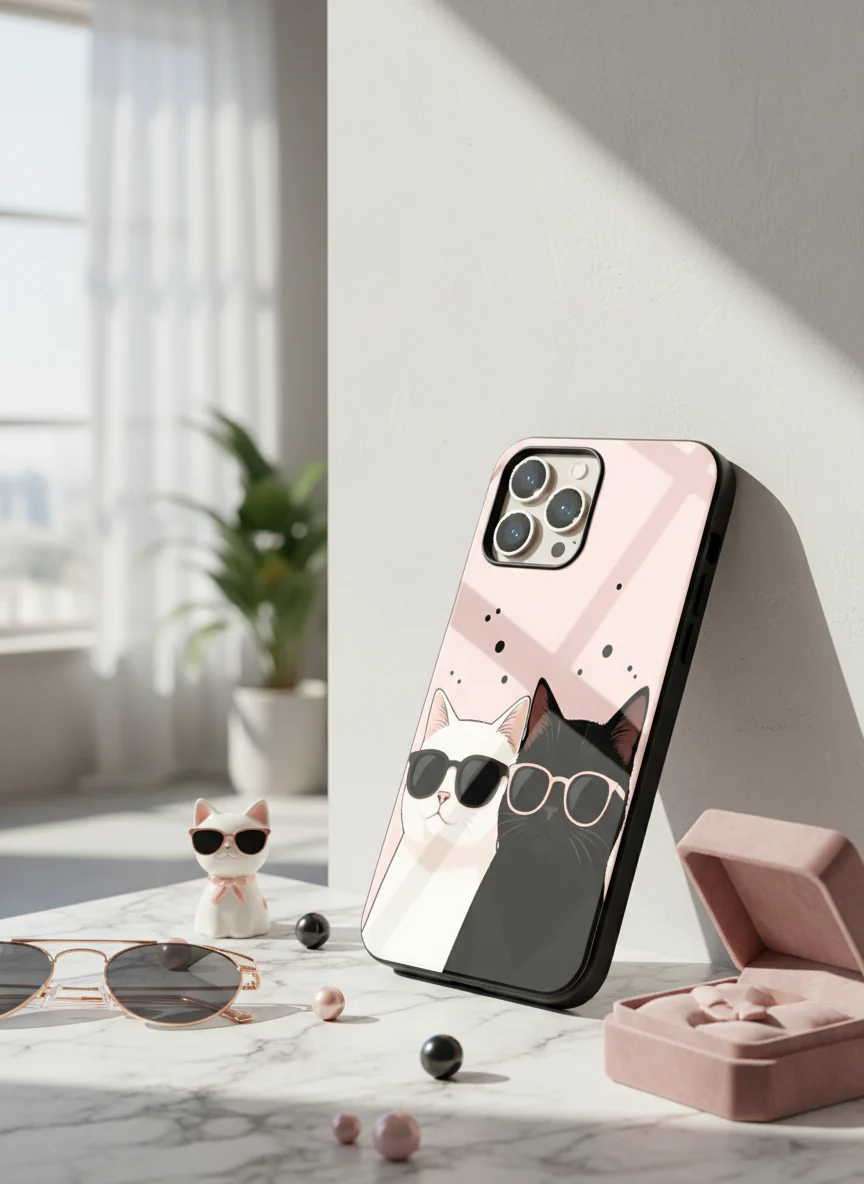 Cool Cats Premium Glass Back Cover For iPhone 11-17 Models - Image 16