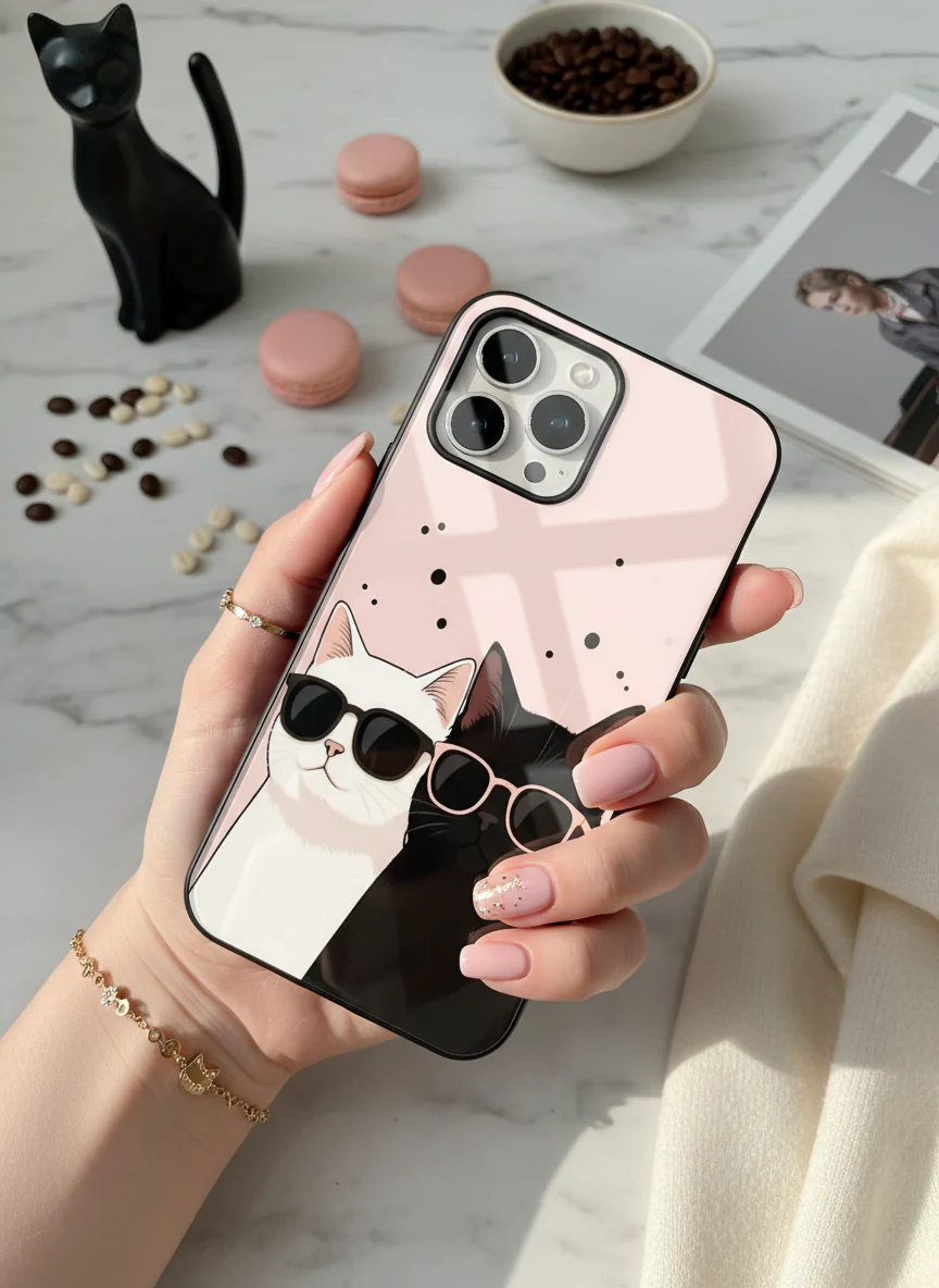 Cool Cats Premium Glass Back Cover For iPhone 11-17 Models - Image 17