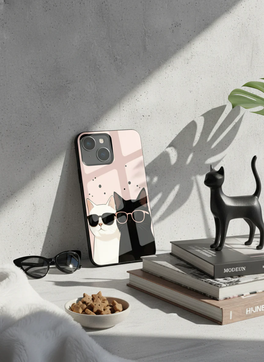 Cool Cats Premium Glass Back Cover For iPhone 11-17 Models - Image 18