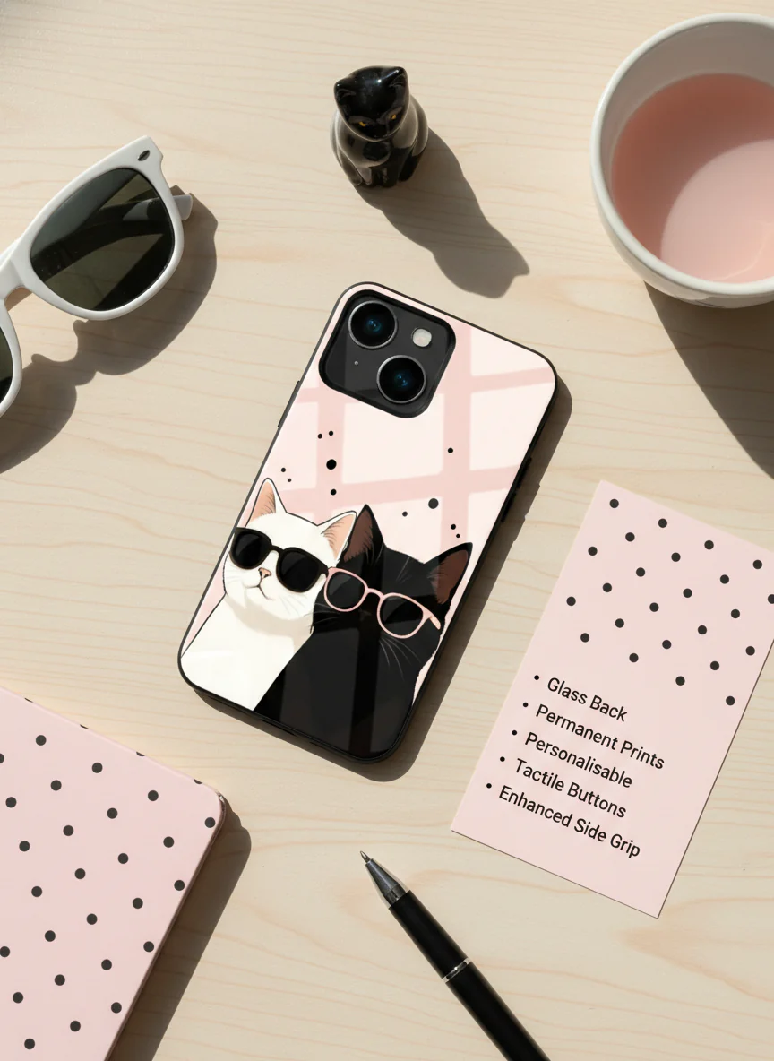 Cool Cats Premium Glass Back Cover For iPhone 11-17 Models - Image 5