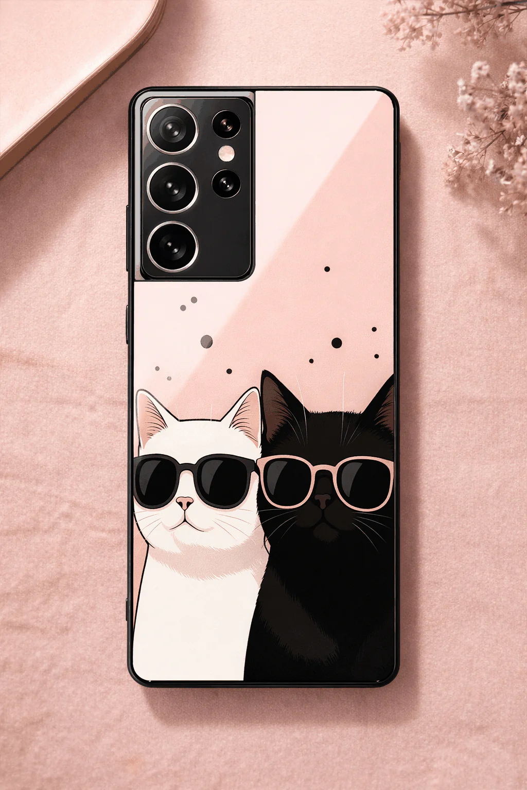 Cool Cats Premium Glass Back Cover For Galaxy S, A, M & F Series - Image 2