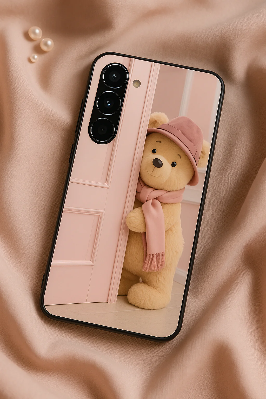 Cozy Teddy Premium Glass Back Cover For Galaxy S, A, M & F Series - Image 2