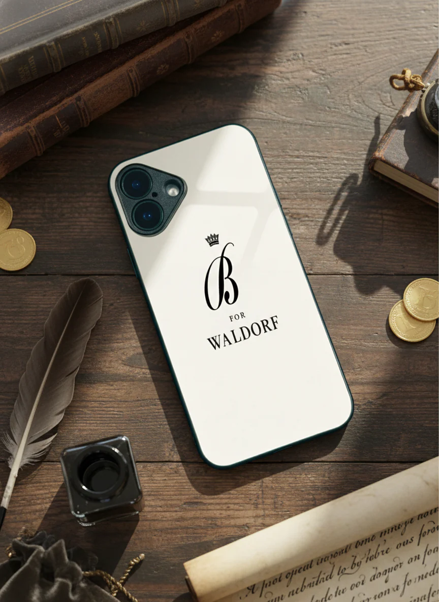 Gossip Girl Crowned Initials Premium Glass Back Cover For iPhone 11-17 Models - Image 13