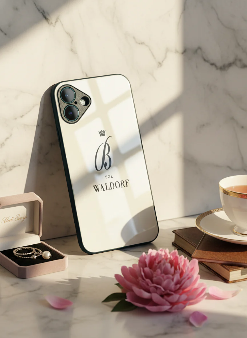 Gossip Girl Crowned Initials Premium Glass Back Cover For iPhone 11-17 Models - Image 16