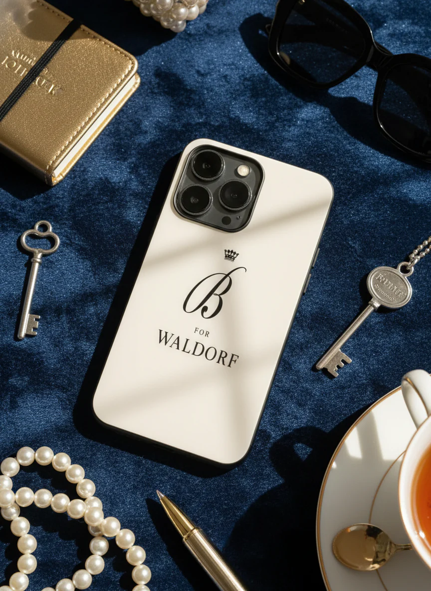 Gossip Girl Crowned Initials Premium Glass Back Cover For iPhone 11-17 Models - Image 2