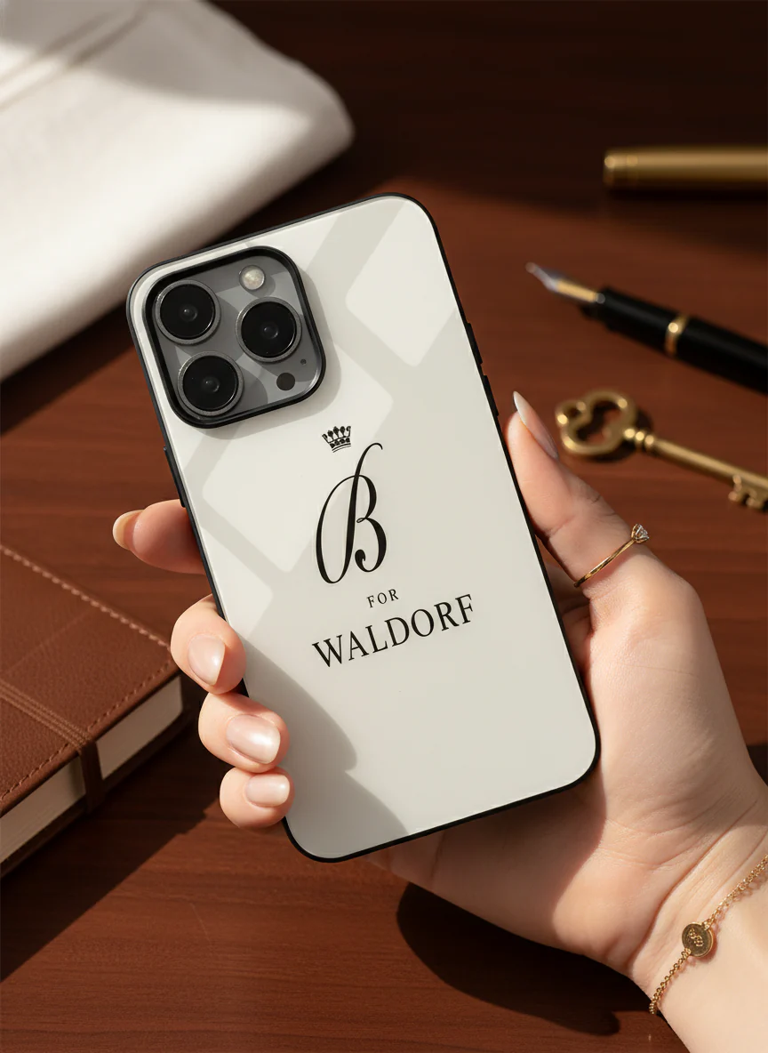 Gossip Girl Crowned Initials Premium Glass Back Cover For iPhone 11-17 Models - Image 4