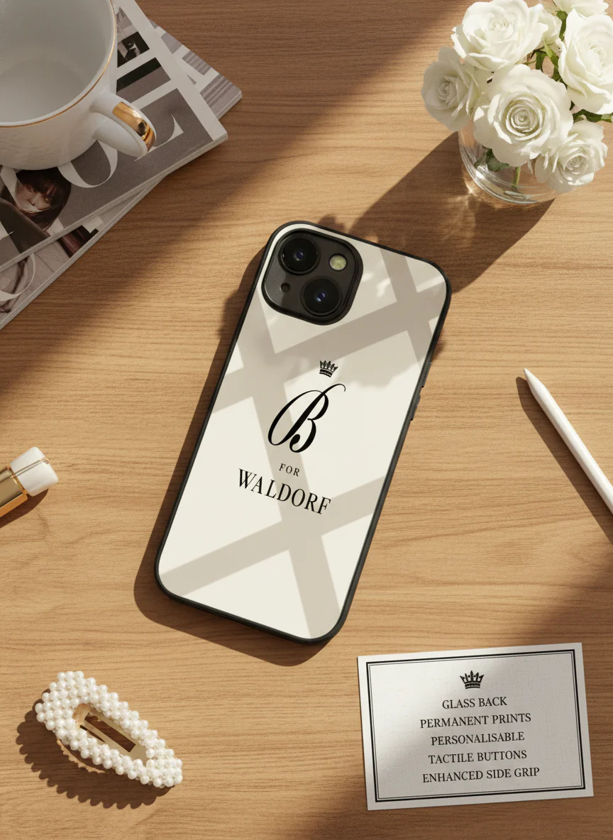 Gossip Girl Crowned Initials Premium Glass Back Cover For iPhone 11-17 Models - Image 5