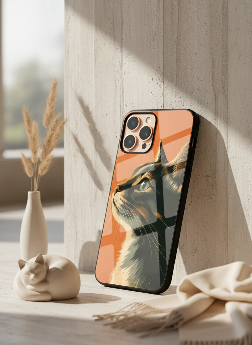 Cutie Cat Premium Glass Back Cover For iPhone 11-17 Models - Image 3