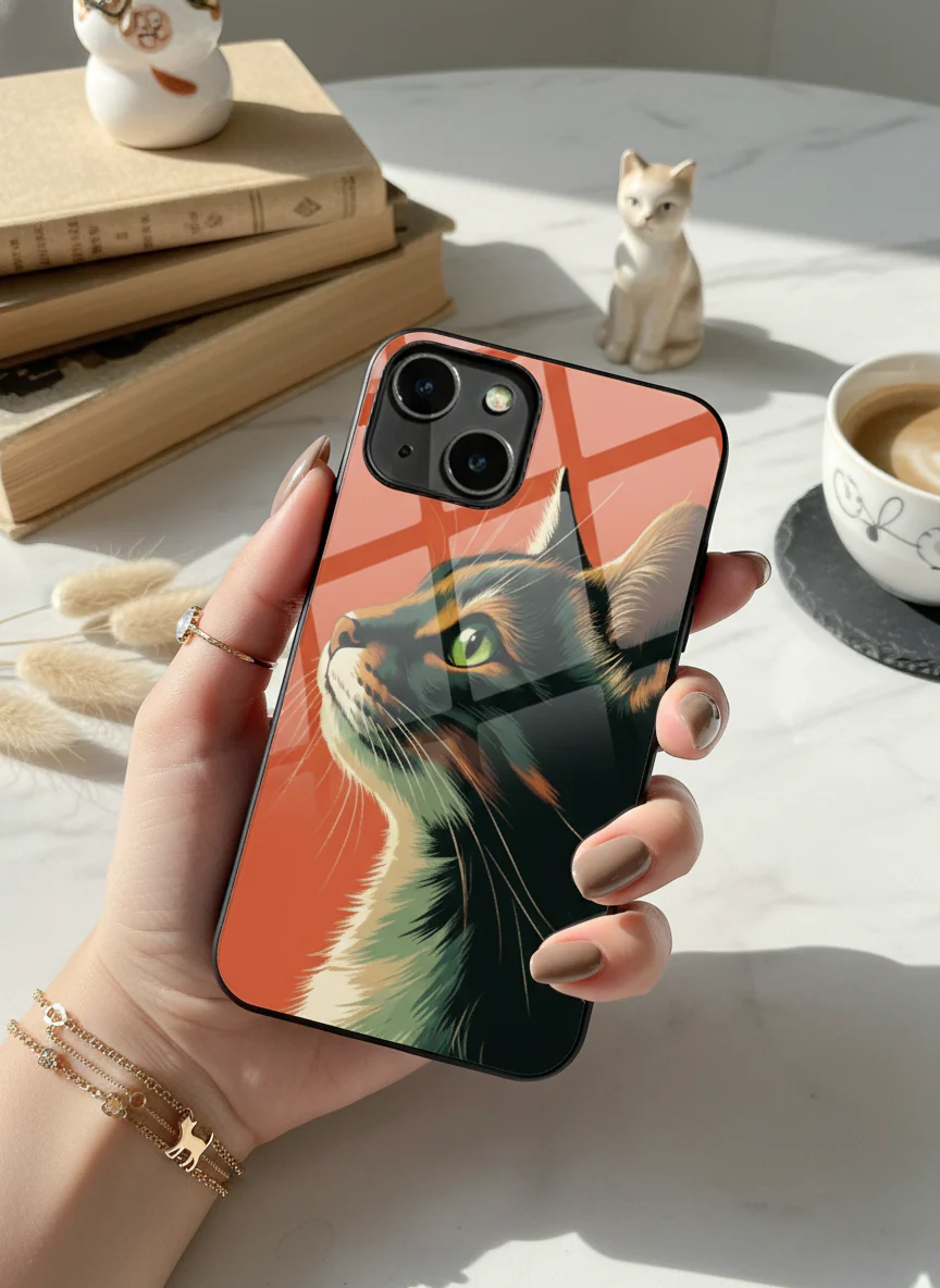Cutie Cat Premium Glass Back Cover For iPhone 11-17 Models - Image 4