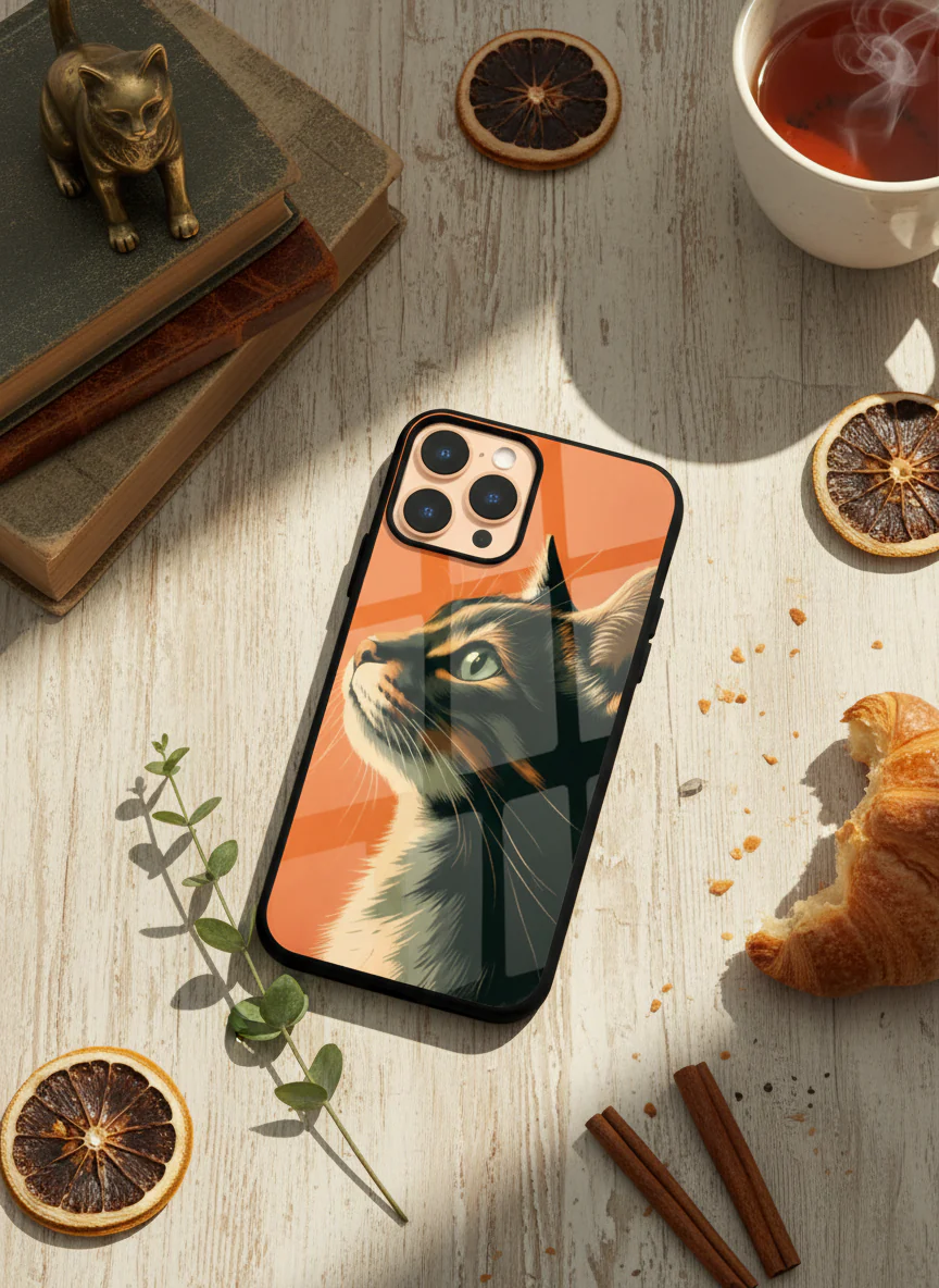 Cutie Cat Premium Glass Back Cover For iPhone 11-17 Models - Image 5