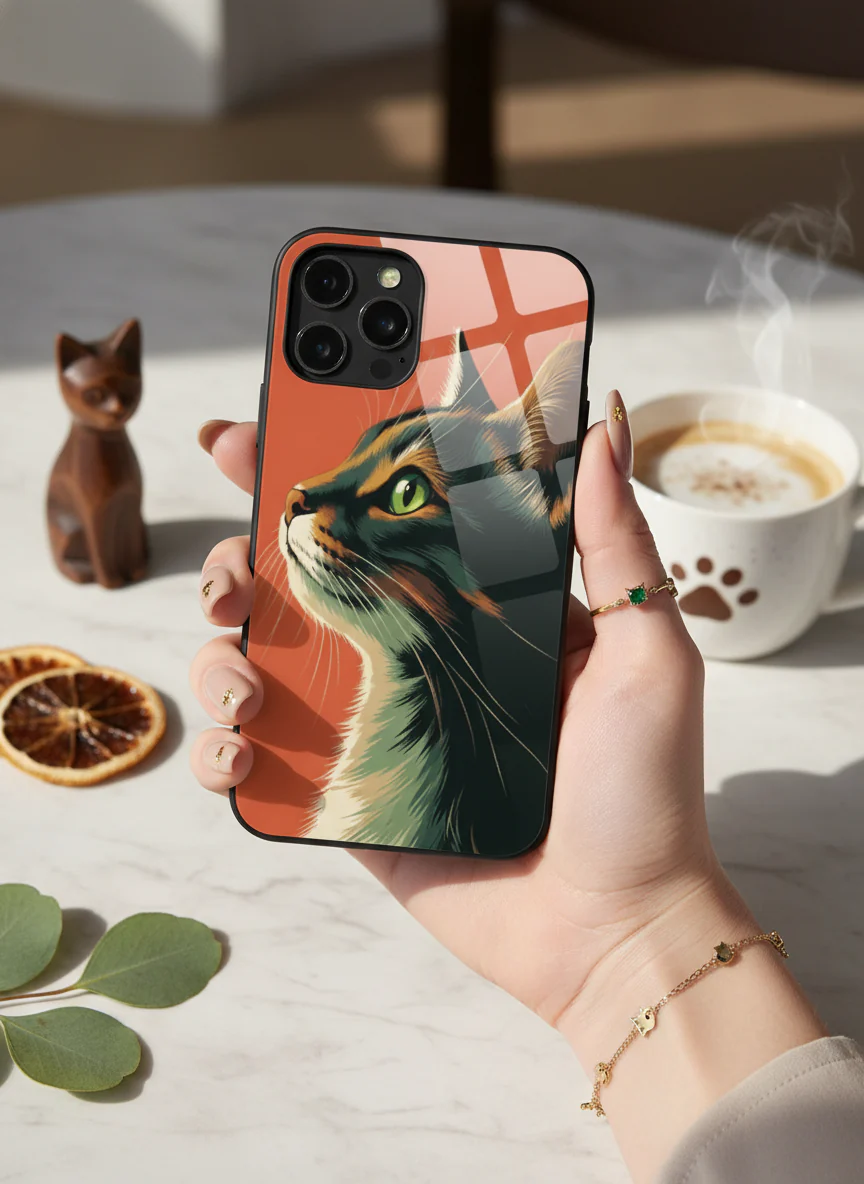 Cutie Cat Premium Glass Back Cover For iPhone 11-17 Models - Image 7