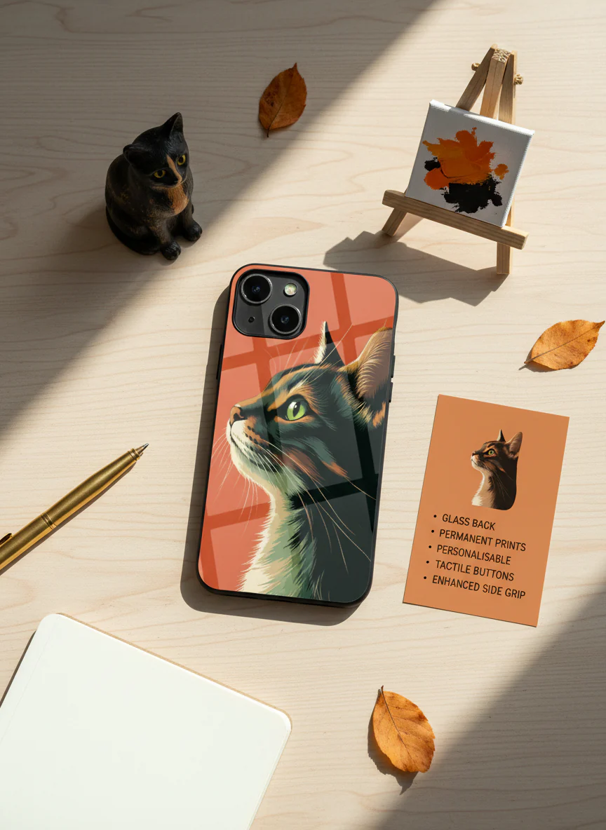 Cutie Cat Premium Glass Back Cover For iPhone 11-17 Models - Image 8