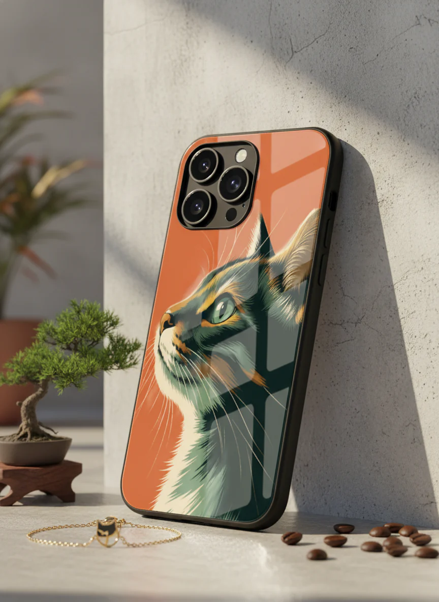 Cutie Cat Premium Glass Back Cover For iPhone 11-17 Models - Image 9