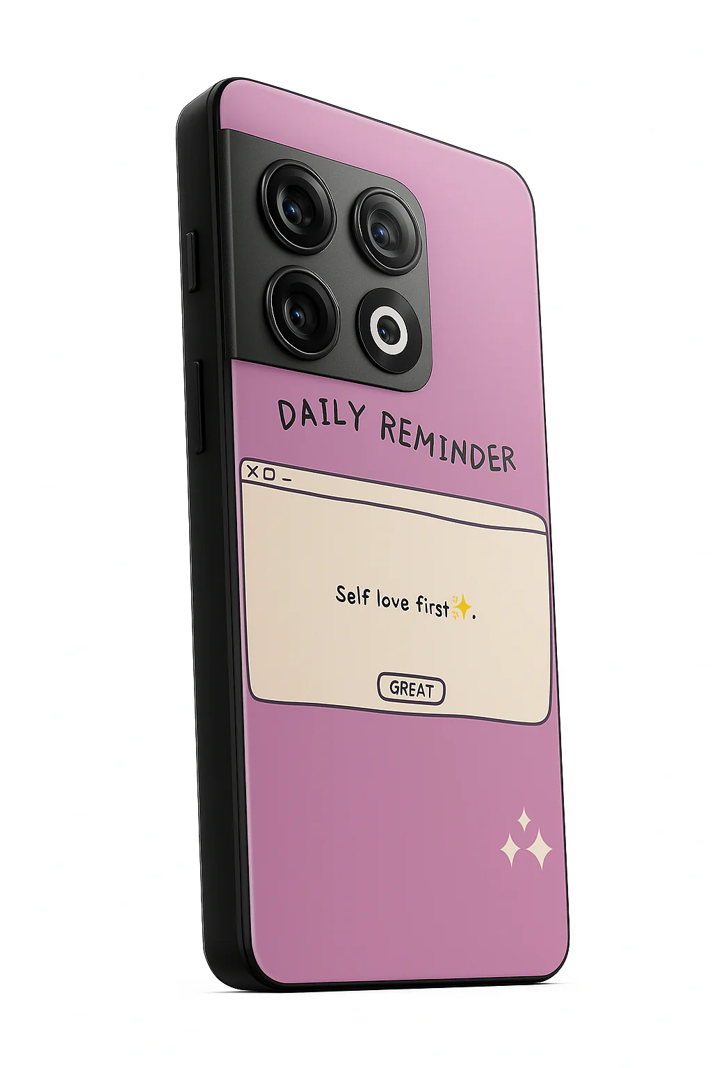 Daily Reminder -Mystic Mauve Premium Glass Back Cover For One Plus 13, 12, 11, 10, Nord Series - Image 3