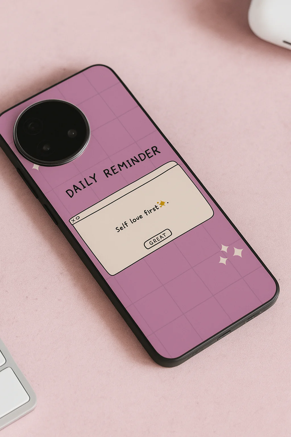 Daily Reminder -Mystic Mauve Premium Glass Back Cover For One Plus 13, 12, 11, 10, Nord Series - Image 5