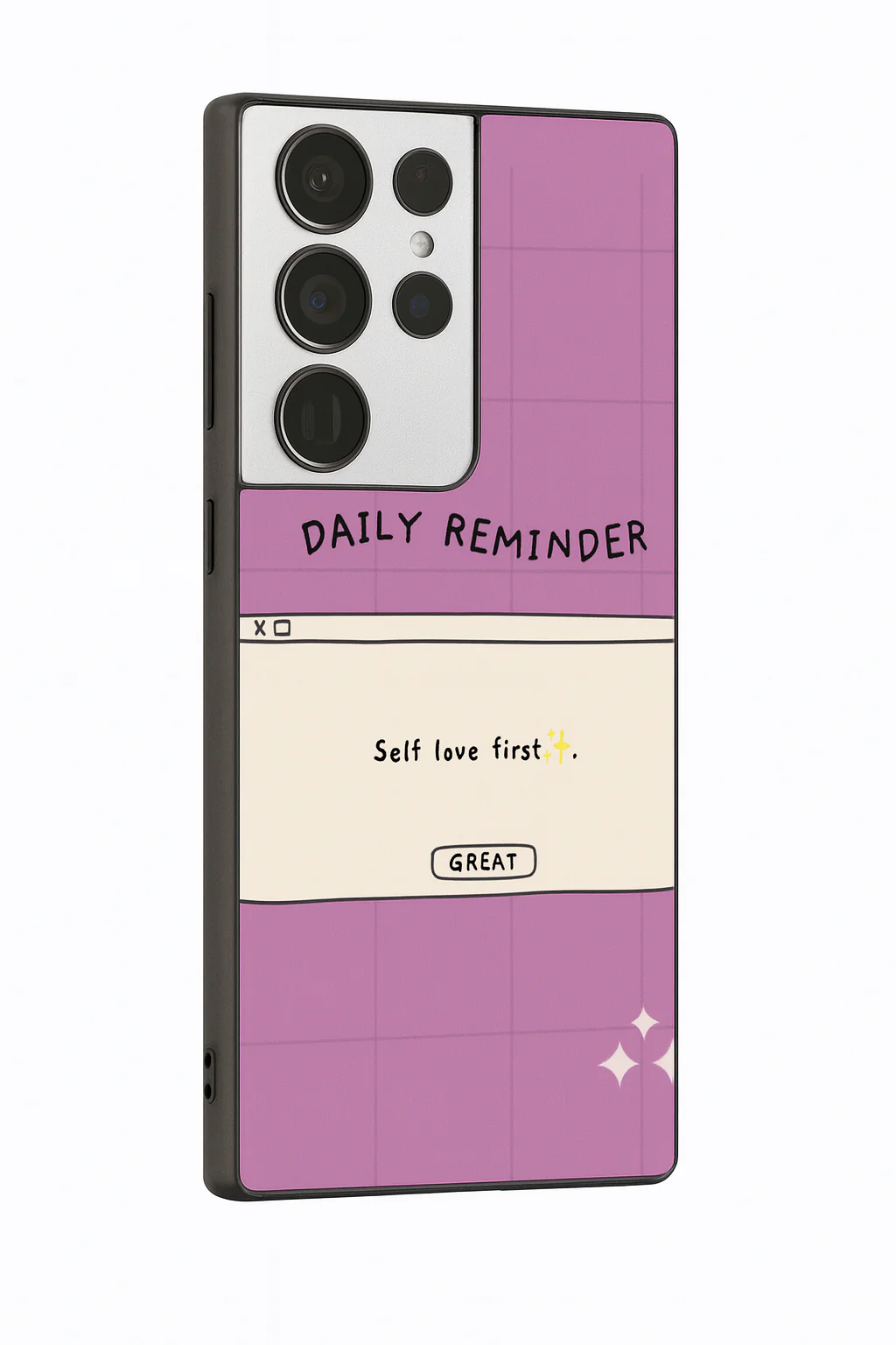 Daily Reminder -Mystic Mauve Premium Glass Back Cover For Galaxy S, A, M & F Series - Image 3
