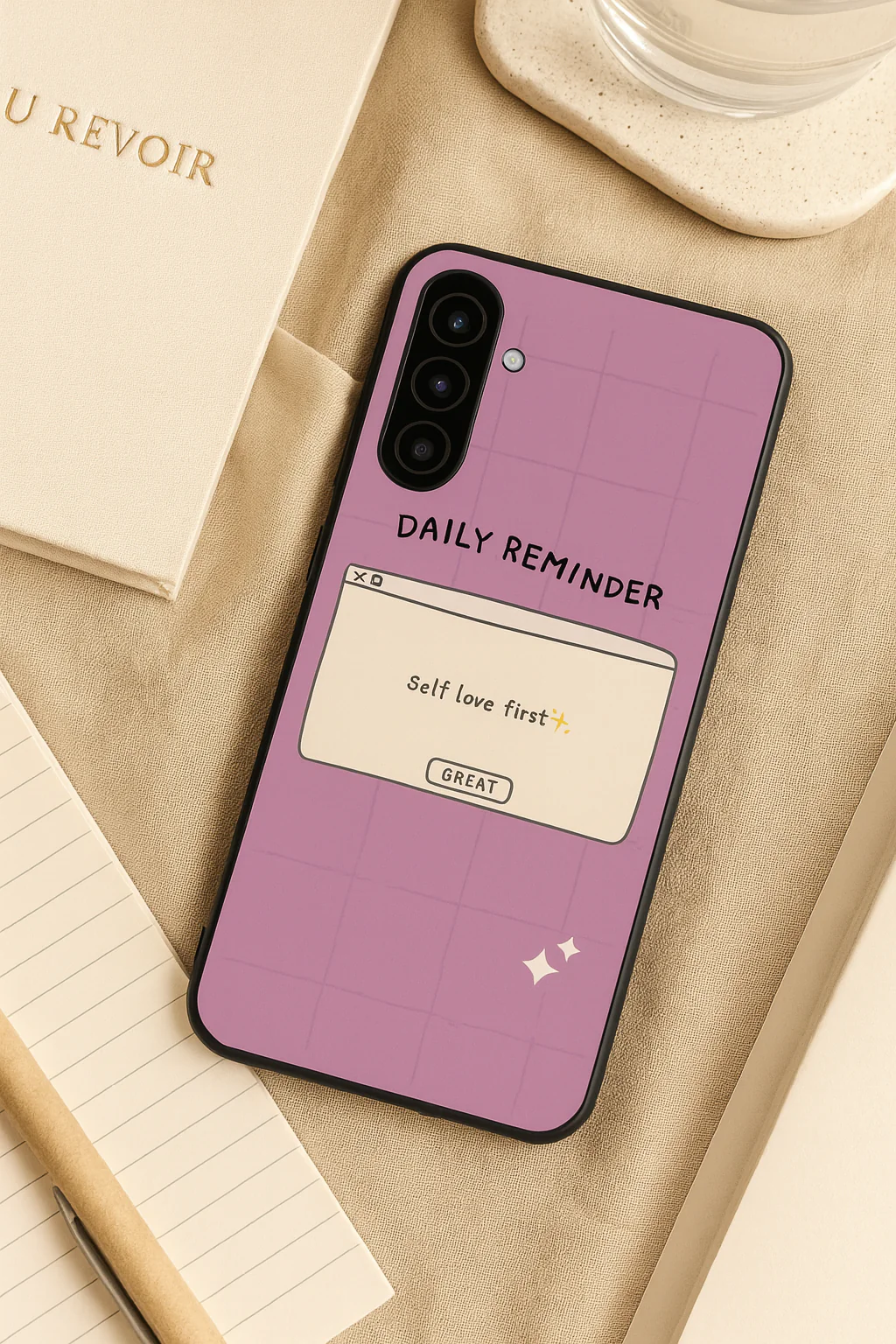 Daily Reminder -Mystic Mauve Premium Glass Back Cover For Galaxy S, A, M & F Series - Image 4