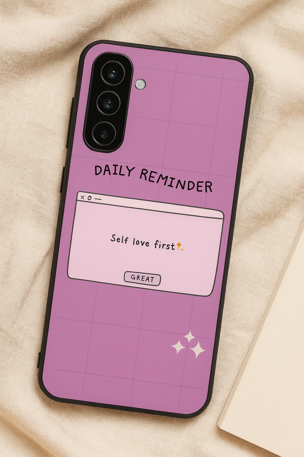 Daily Reminder -Mystic Mauve Premium Glass Back Cover For Galaxy S, A, M & F Series - Image 5