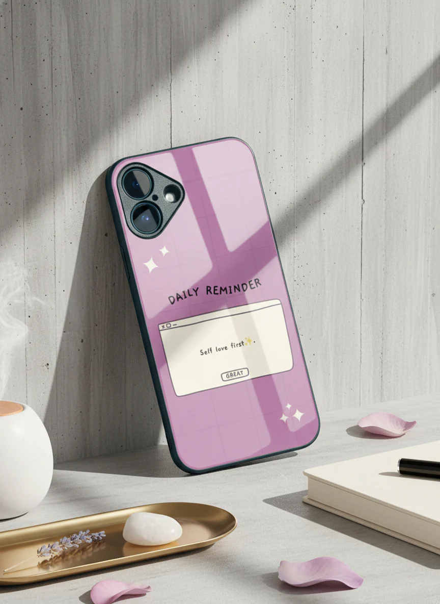 Daily Reminder -Mystic Mauve Premium Glass Back Cover For iPhone 11-17 Models - Image 3
