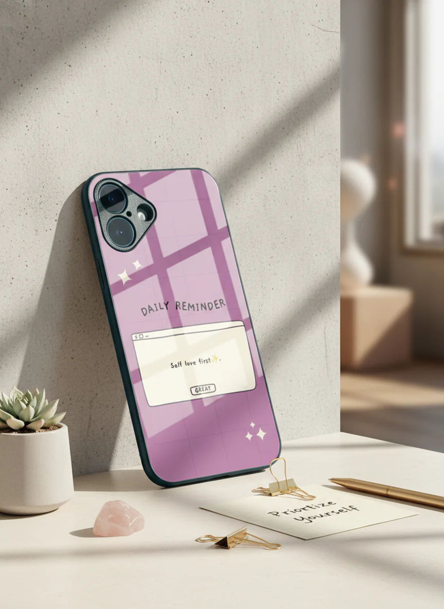 Daily Reminder -Mystic Mauve Premium Glass Back Cover For iPhone 11-17 Models - Image 8