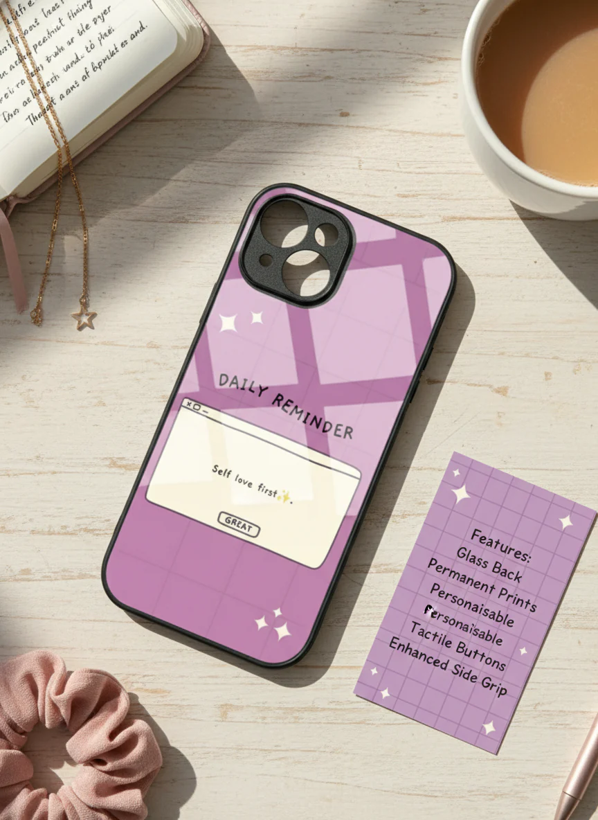 Daily Reminder -Mystic Mauve Premium Glass Back Cover For iPhone 11-17 Models - Image 9