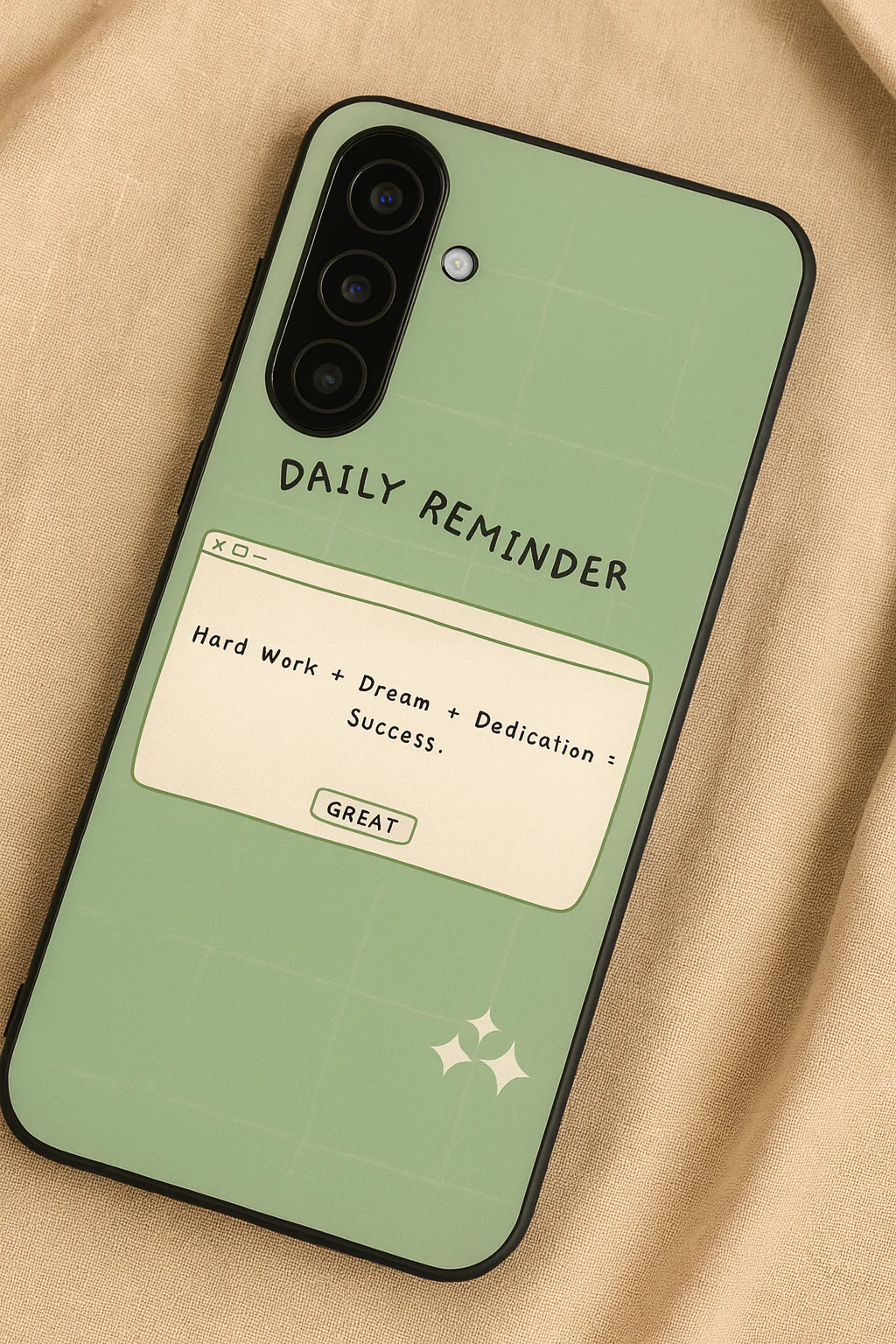 Daily Reminder-Sage Green Premium Glass Back Cover For Galaxy S, A, M & F Series - Image 5