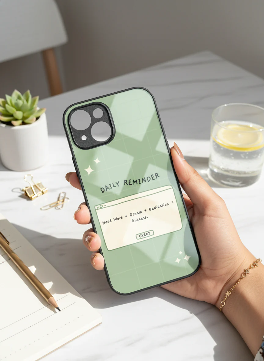 Daily Reminder-Sage Green Premium Glass Back Cover For iPhone 11-17 Models - Image 11
