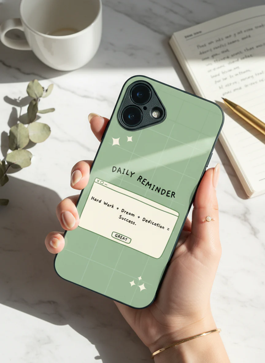 Daily Reminder-Sage Green Premium Glass Back Cover For iPhone 11-17 Models - Image 12