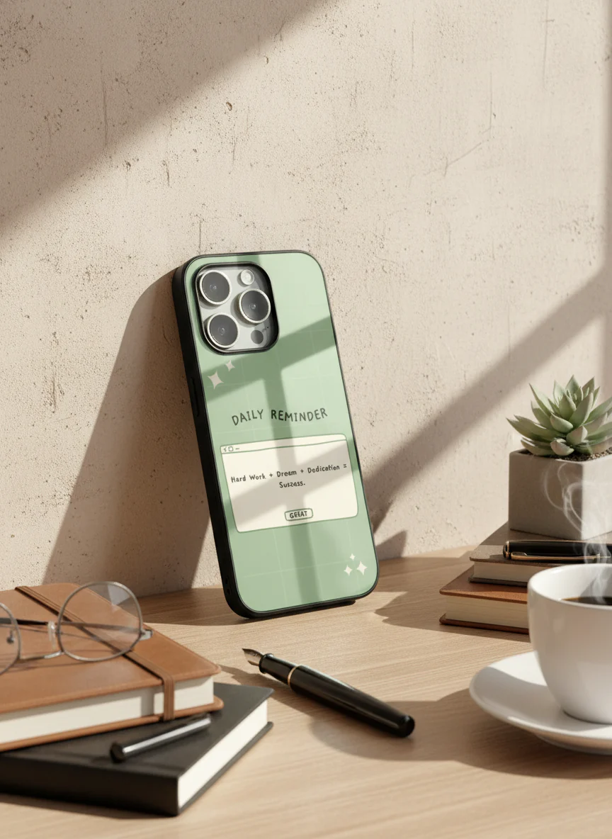 Daily Reminder-Sage Green Premium Glass Back Cover For iPhone 11-17 Models - Image 3