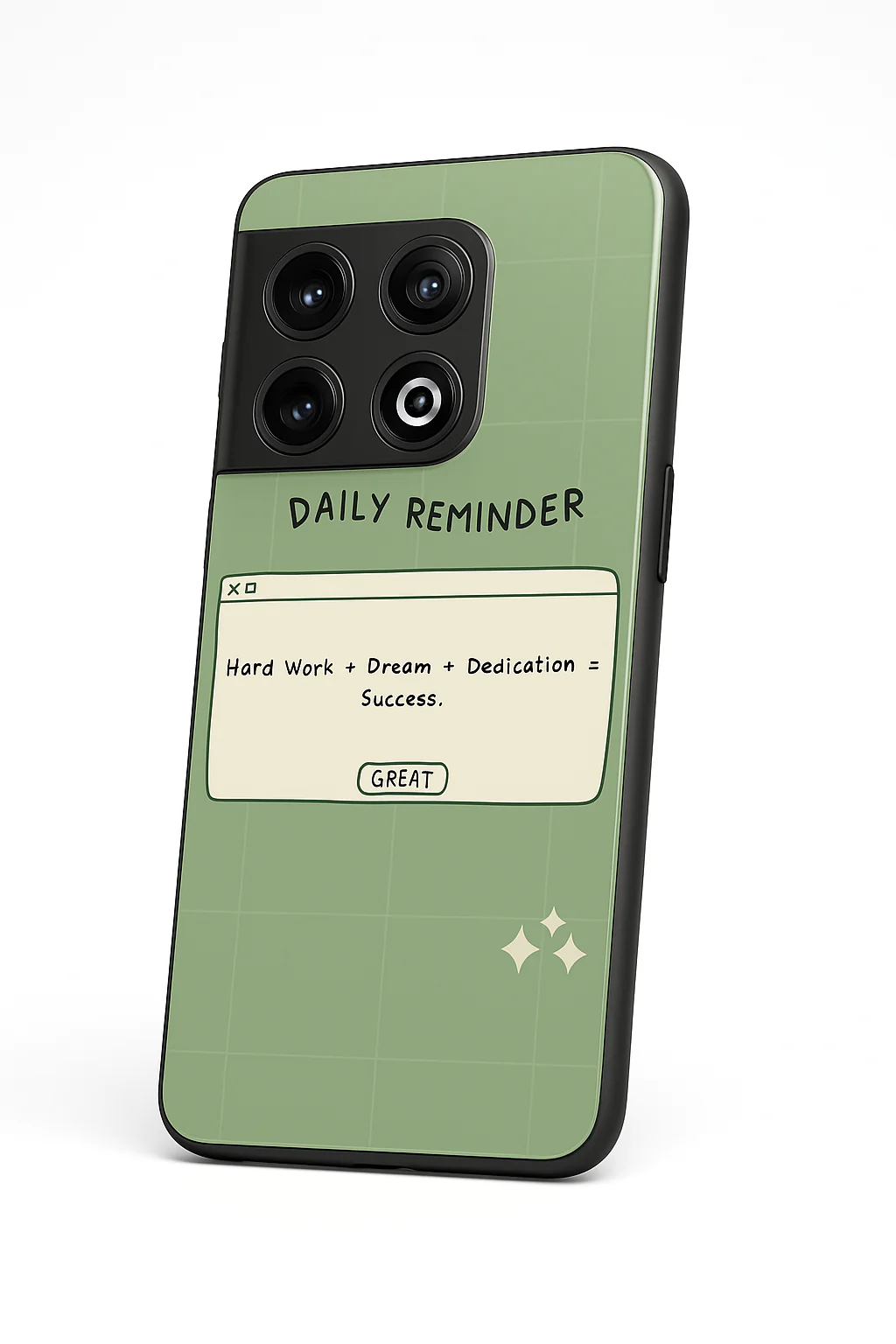 Daily Reminder-Sage Green Premium Glass Back Cover For One Plus 13, 12, 11, 10, Nord Series - Image 3