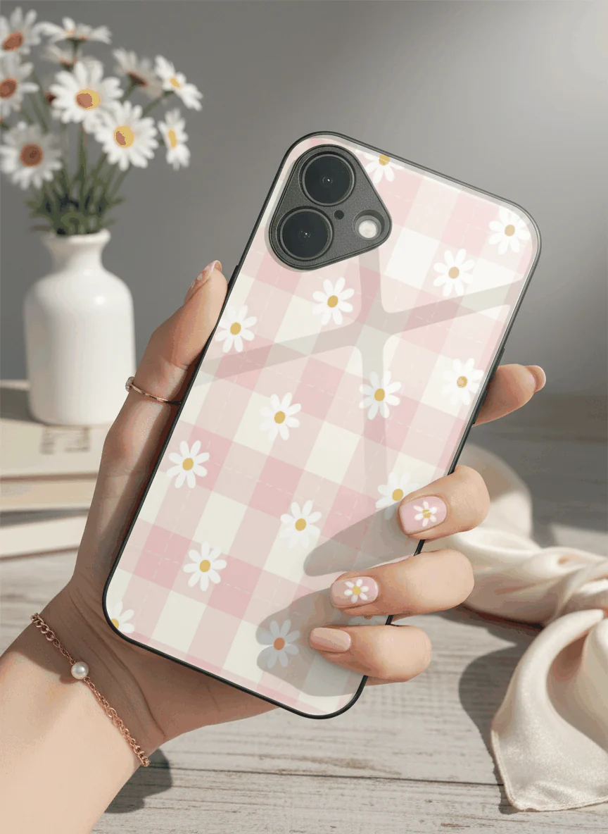 Daisy Bloom Premium Glass Back Cover For iPhone 11-17 Models