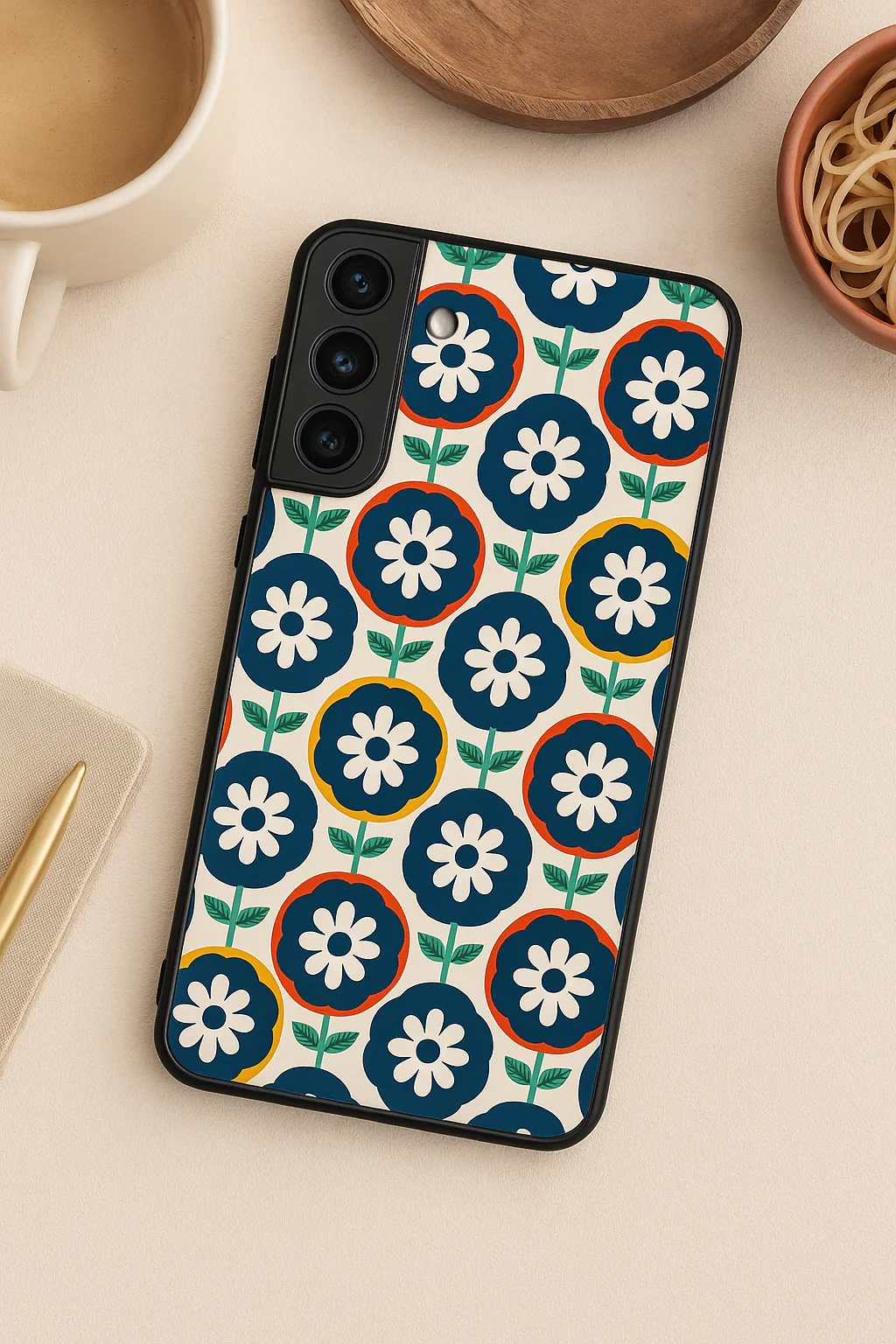 Daisy In Circles Premium Glass Back Cover For Galaxy S, A, M & F Series - Image 4