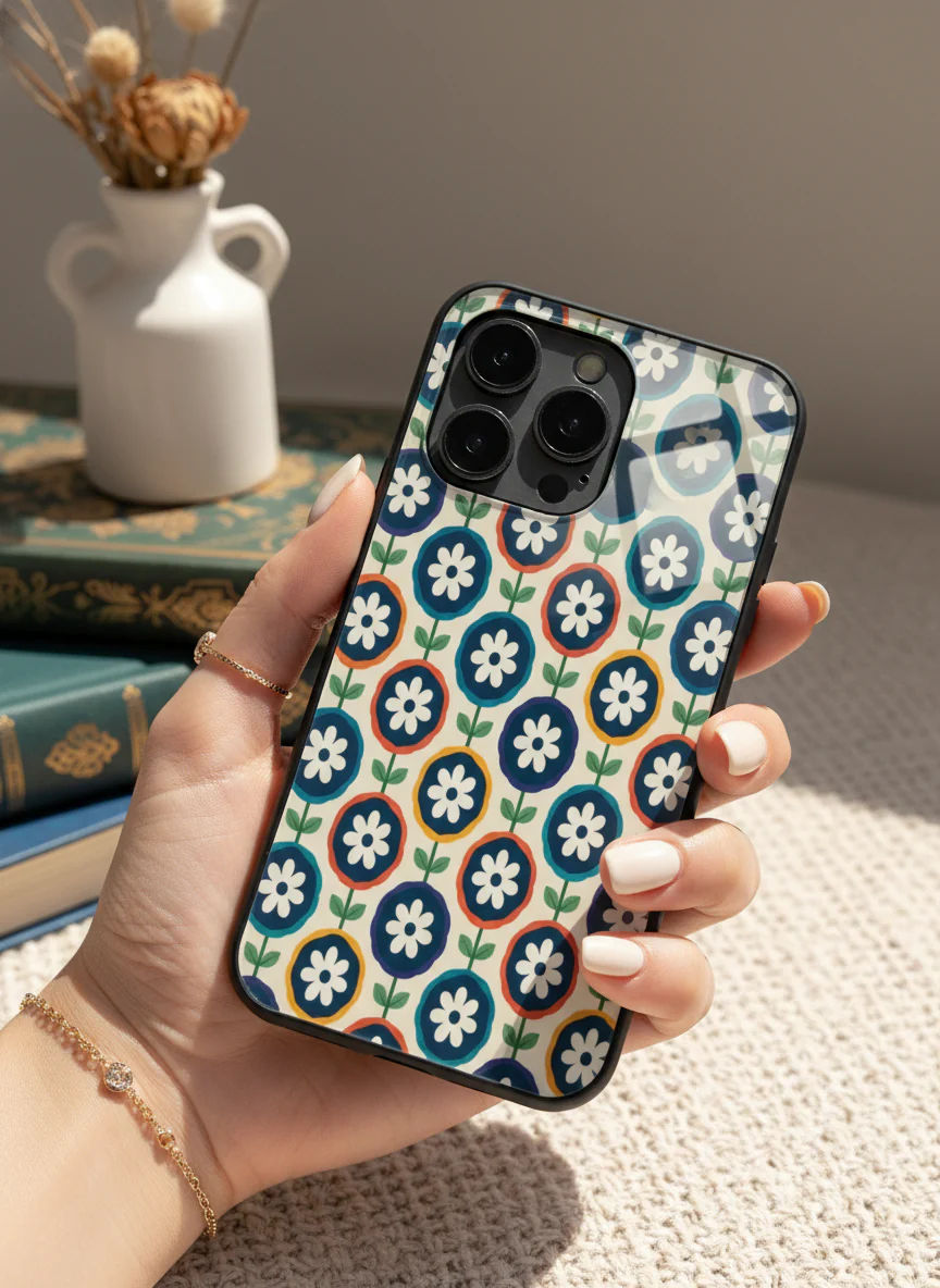 Daisy In Circles Premium Glass Back Cover For iPhone 11-17 Models - Image 7