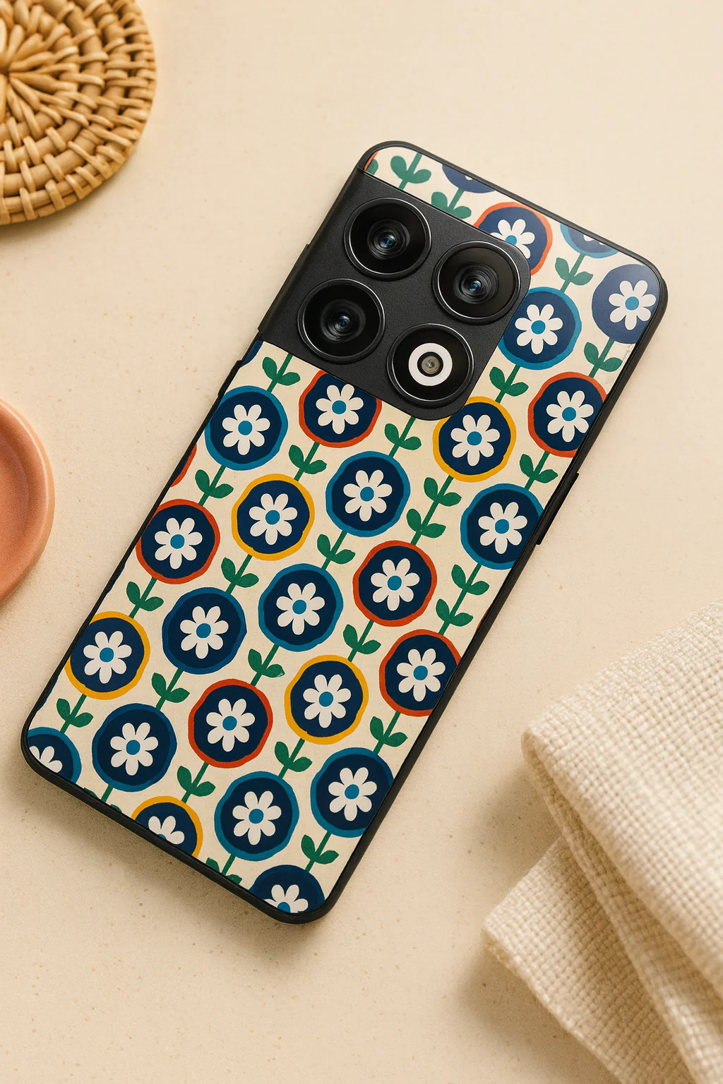 Daisy In Circles Premium Glass Back Cover For One Plus 13, 12, 11, 10, Nord Series - Image 5